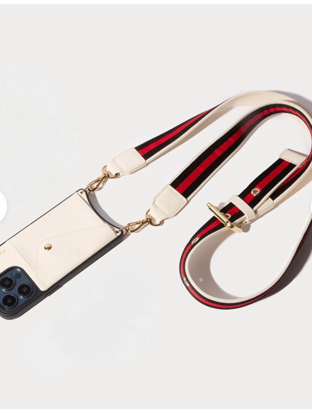 Bandolier iPhone 13 Pro Crossbody Phone Case with Red & Black Stripe Strap - Picture 4 of 4